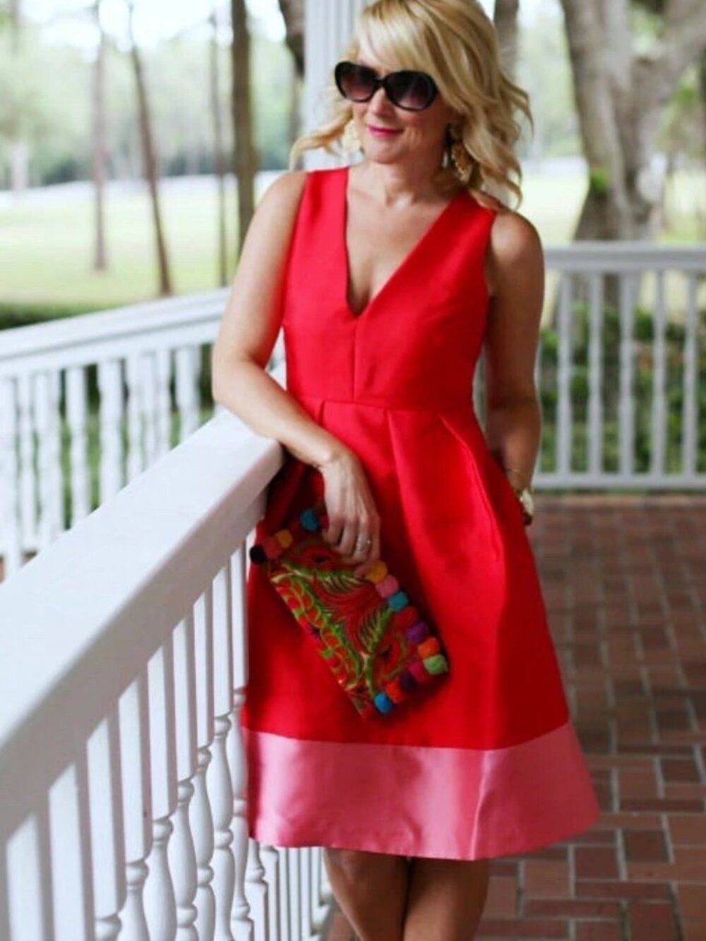 Anthropologie Maeve Satin Roseblock Dress Red and Pink - Size 4